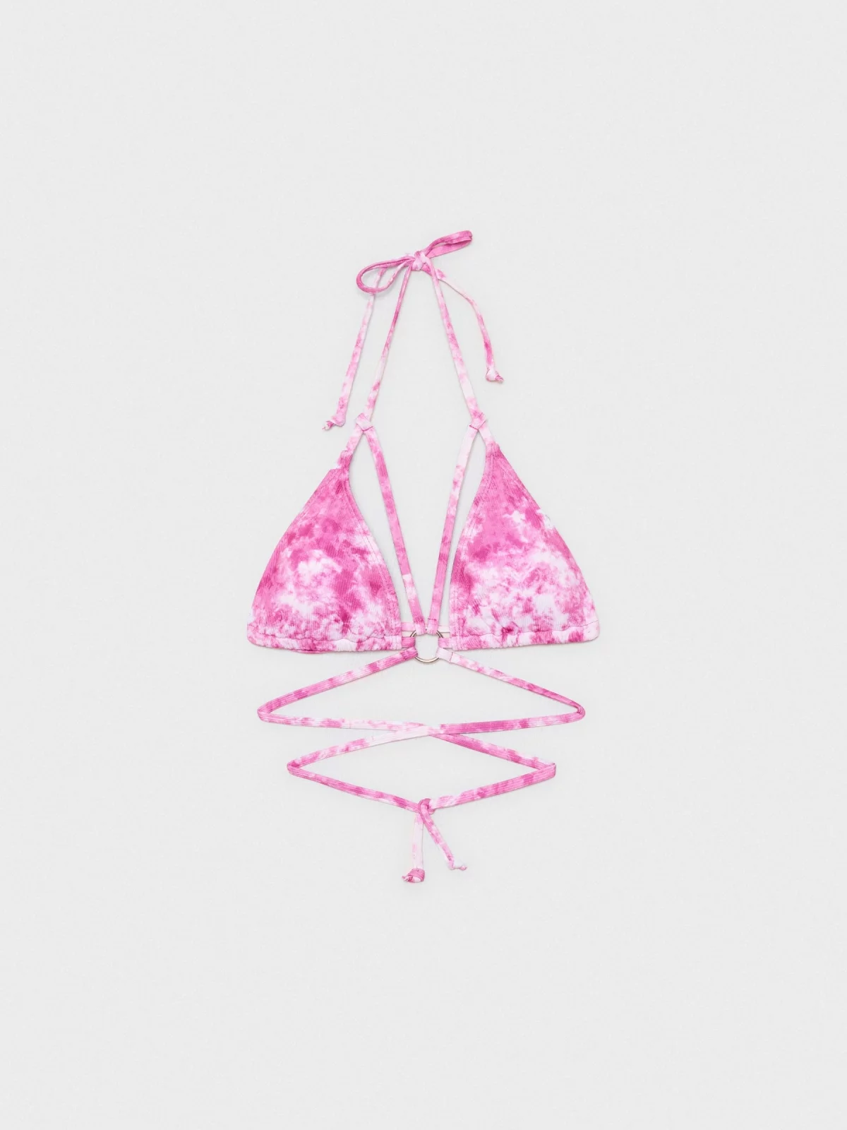  Top de bikini de tiras print fucsia