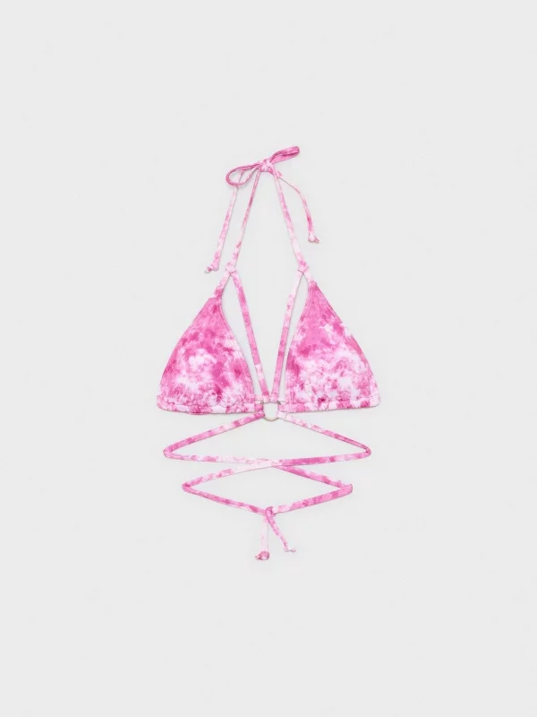  Strappy print bikini top fuchsia