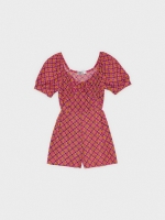 %Pto% Retro print short jumpsuit multicolor