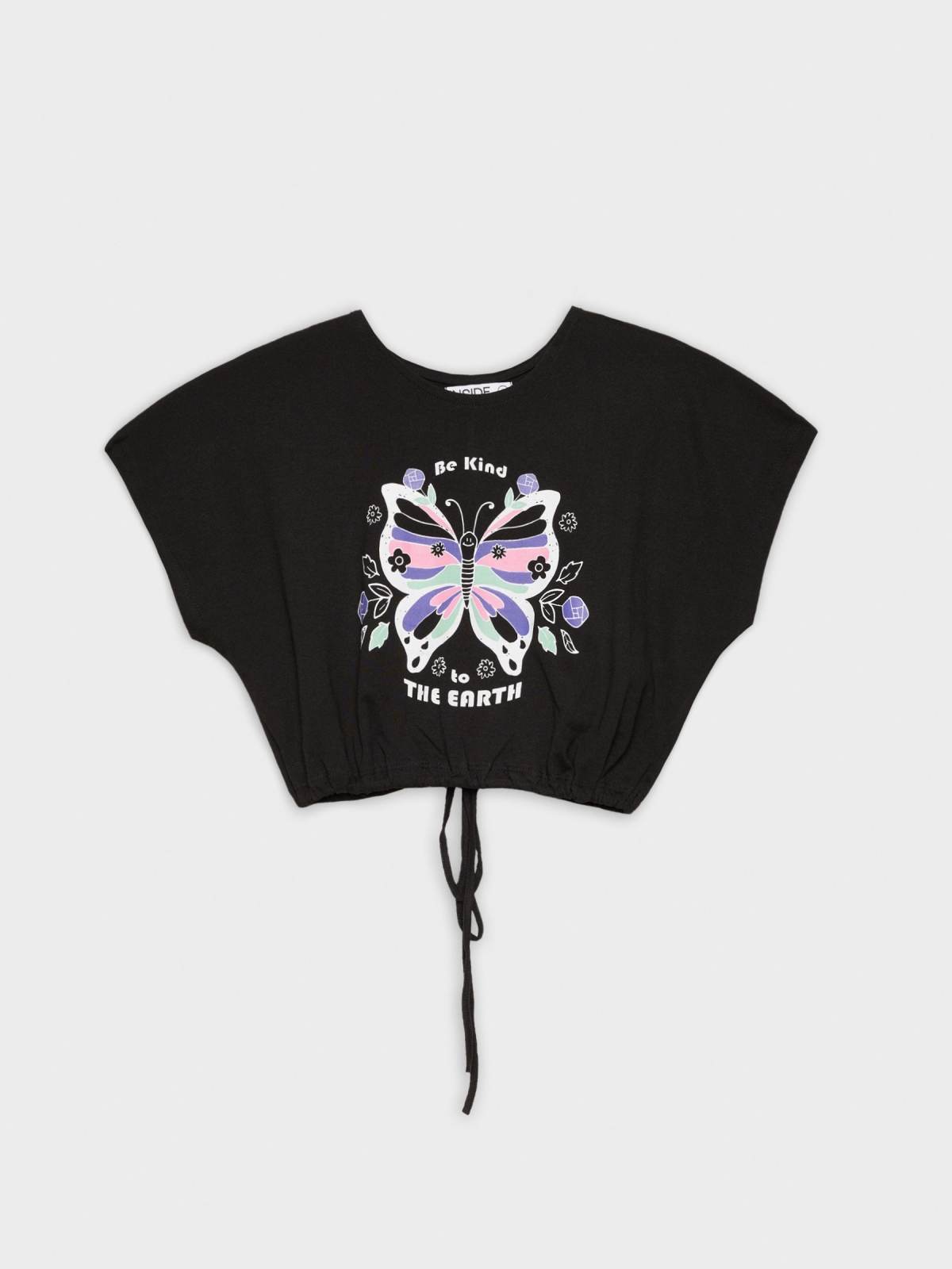  Camiseta crop con lazada negro