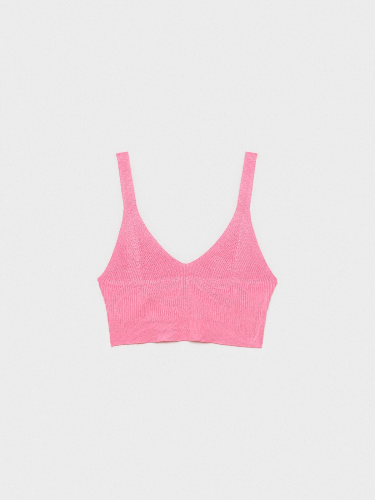  Crop top de punto rosa