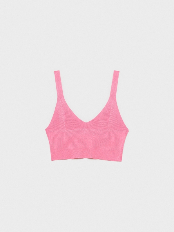  Crop top de punto rosa