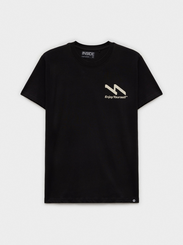  T-shirt com impressão Enjoy Yourself preto