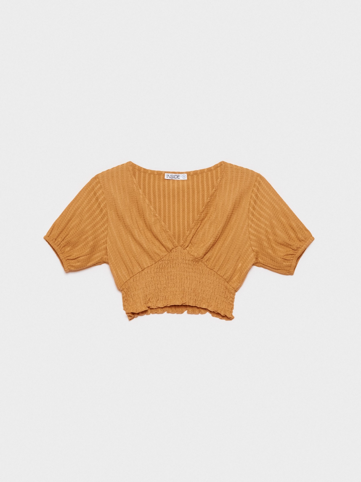  Camiseta crop de chenilla ocre