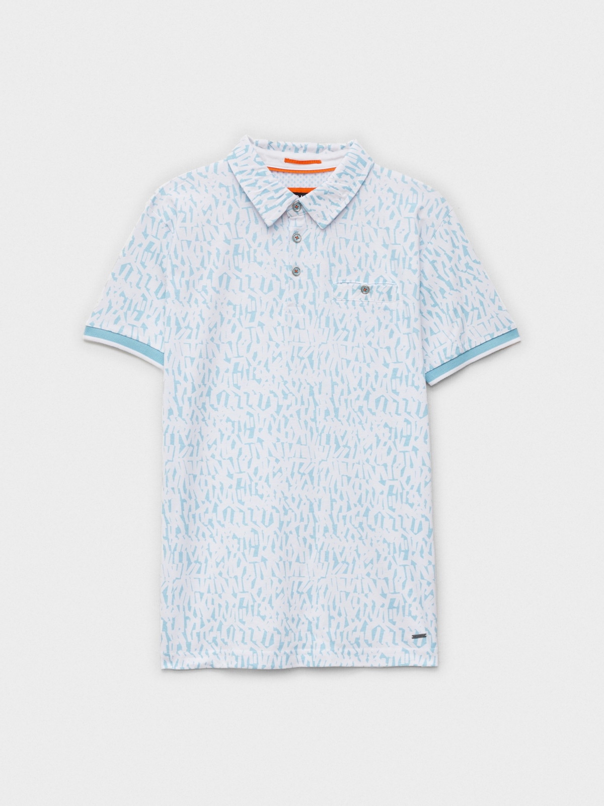  Letter printed polo shirt light blue