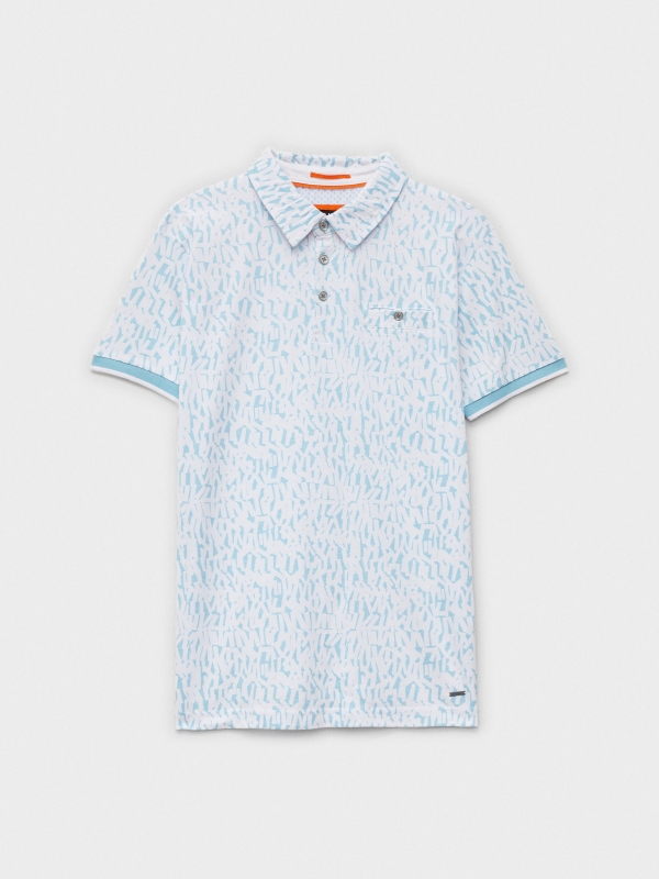  Letter printed polo shirt light blue