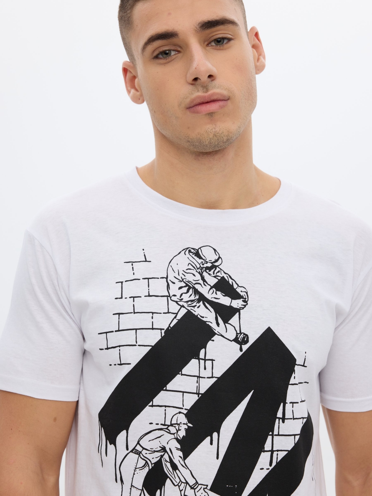 Criar T-shirt de Você Mesmo branco vista detalhe