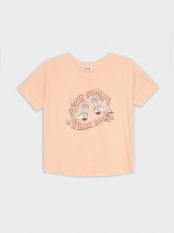  Wears Boots T-shirt peach