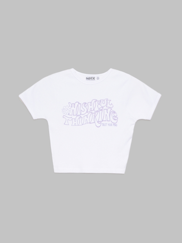  Camiseta crop Wishful Thinking blanco