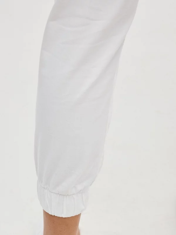 Basic jogger pants with elastic white detail view