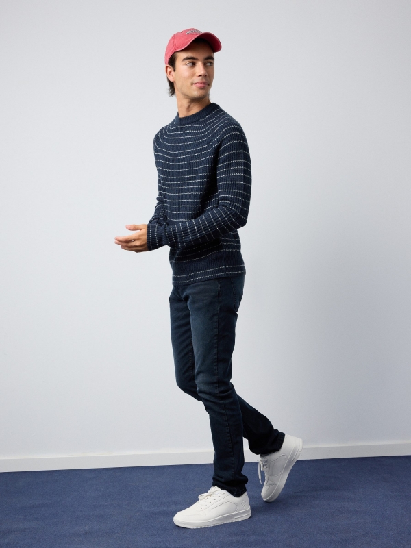  Torzal print jumper navy