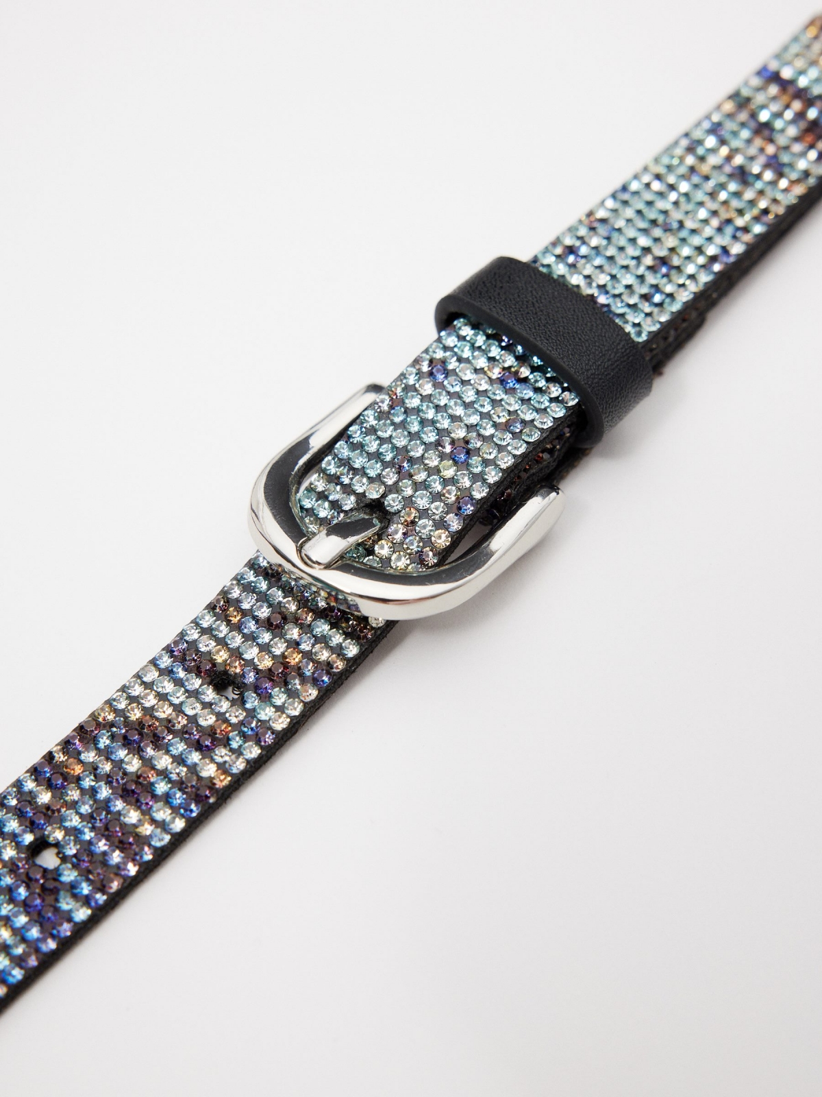 Multicolor rhinestone belt multicolor detail view