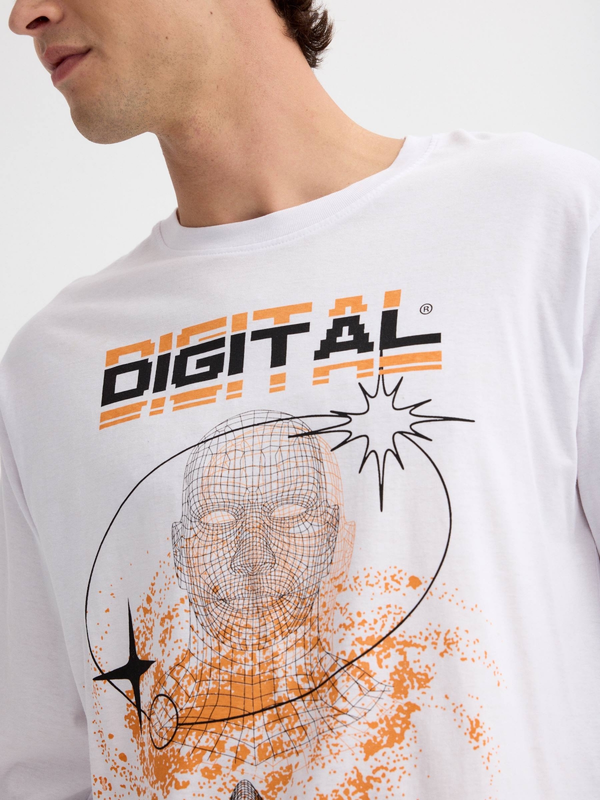 Camiseta Digital Landscape blanco vista detalle