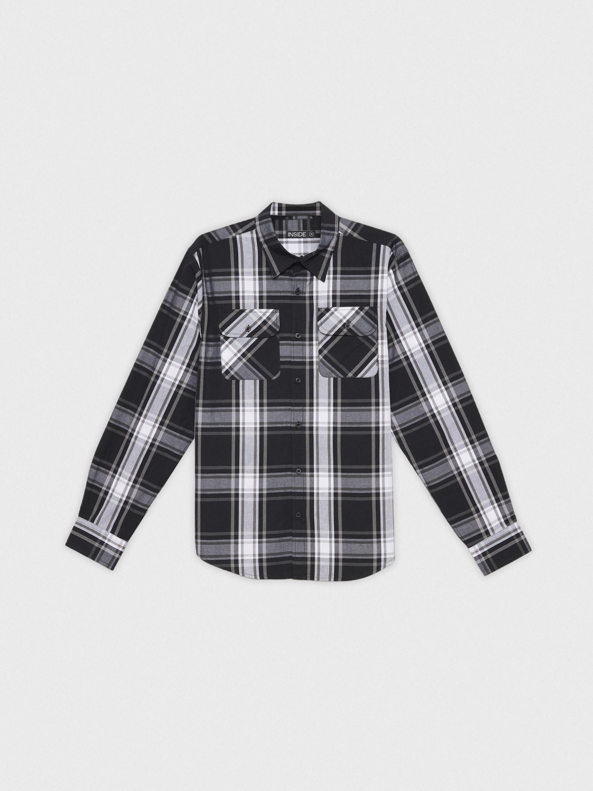 Plush plaid shirt black detail view