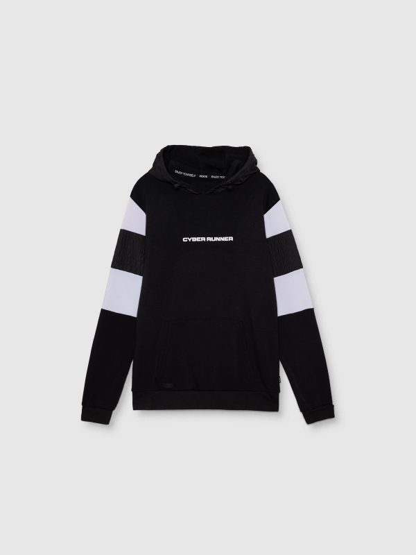 Sweatshirt color block sleeves black detail view