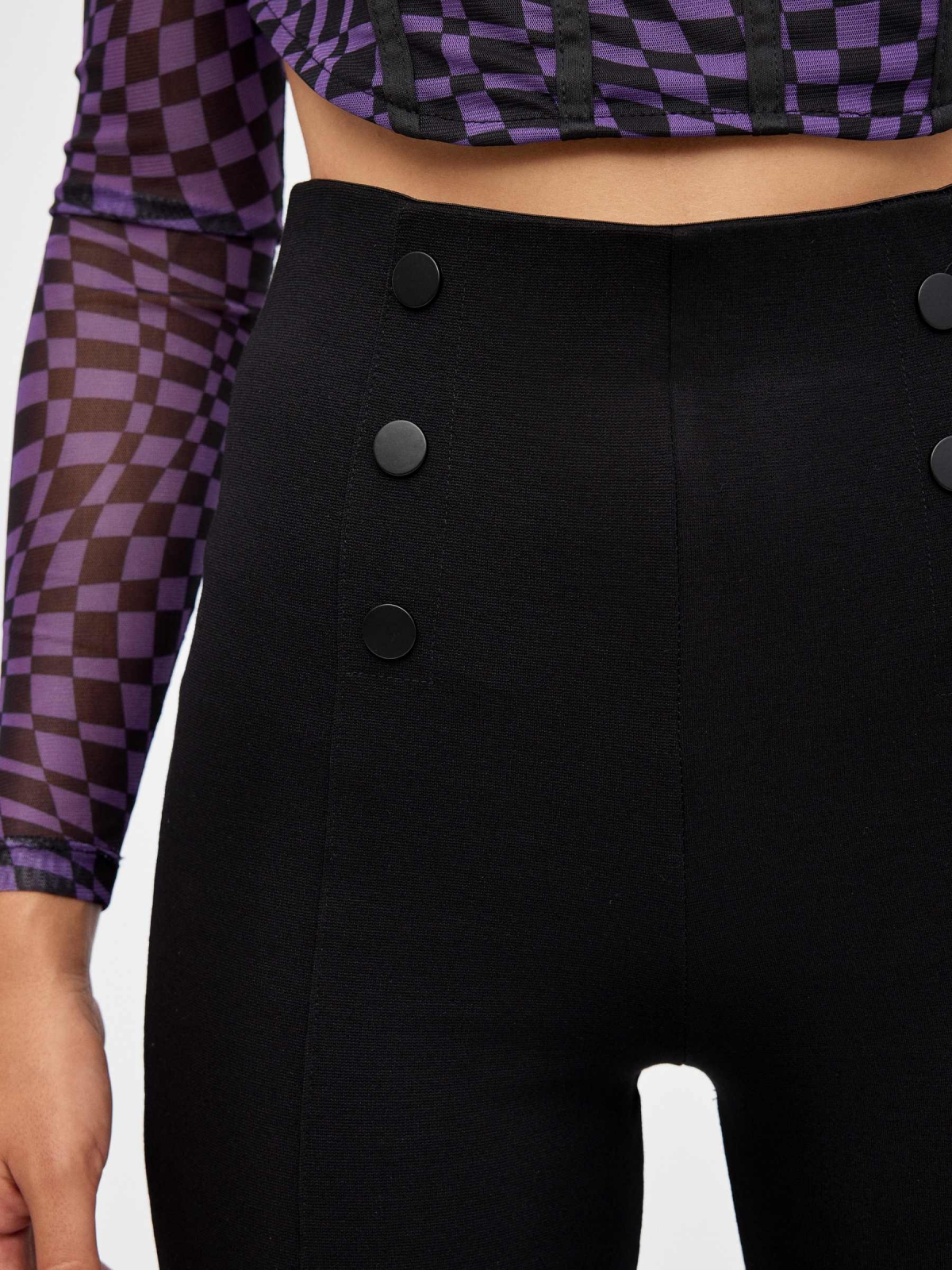 High waist leggings with buttons black detail view