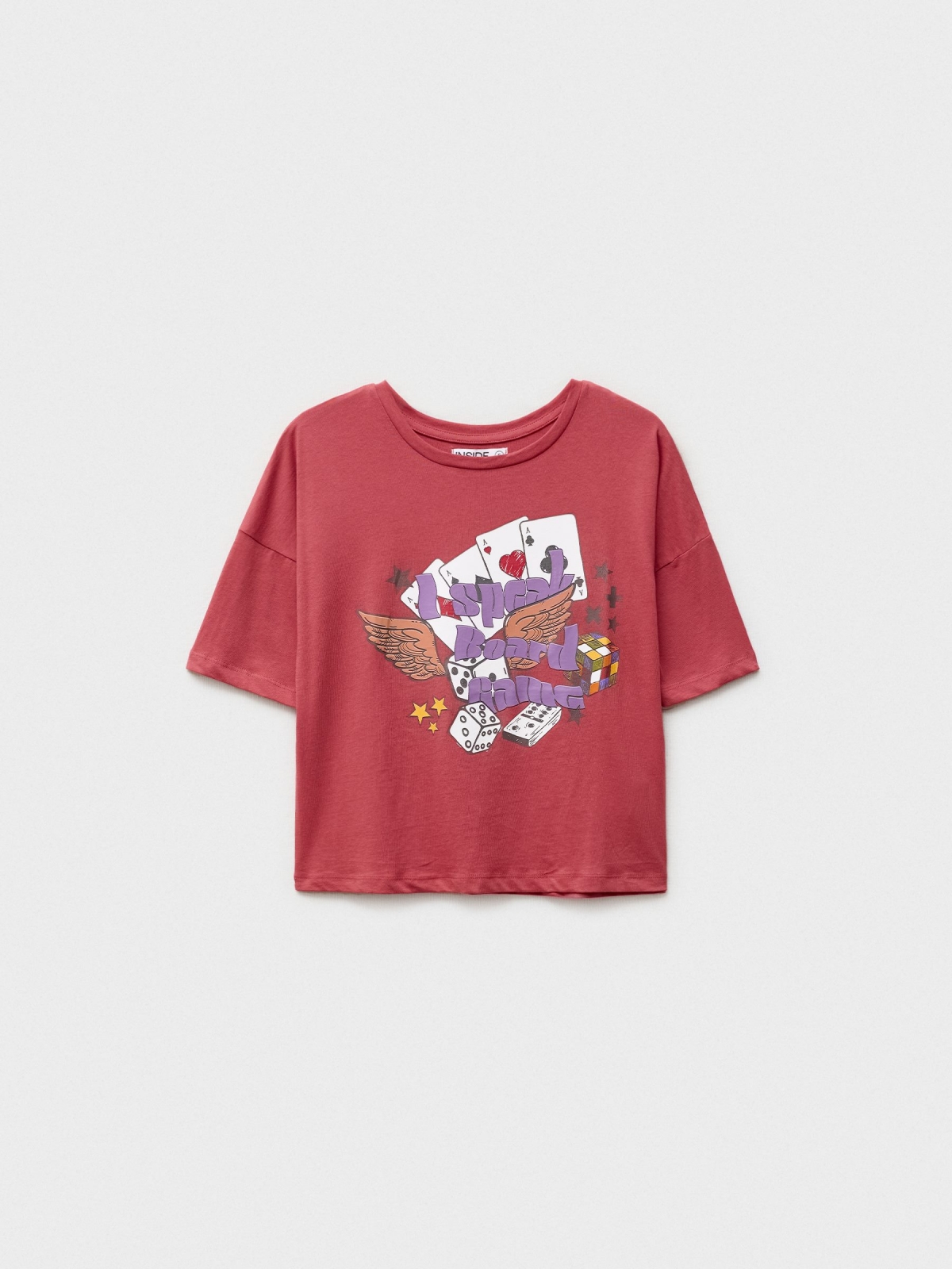  T-shirt com estampado de jogos vermelho