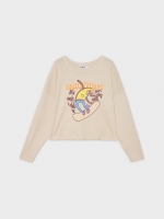 %Pto% Camiseta crop Snowboard taupe