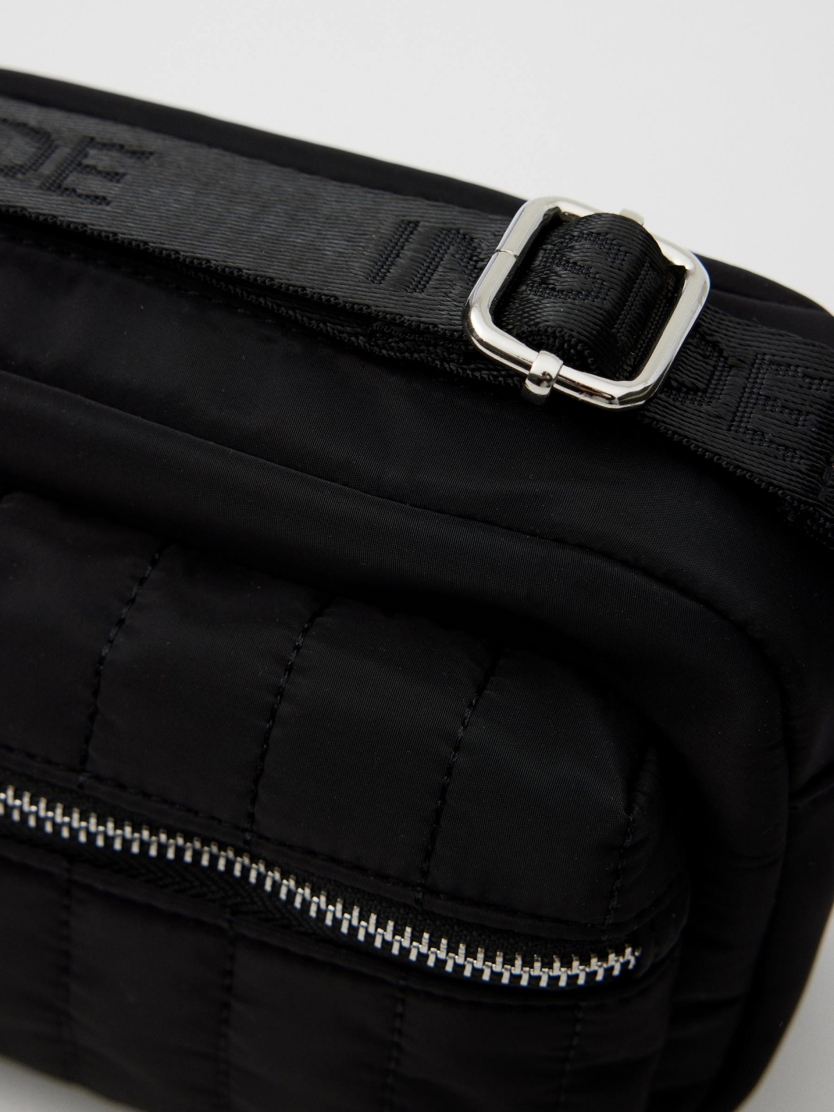 Nylon crossbody bag black detail view