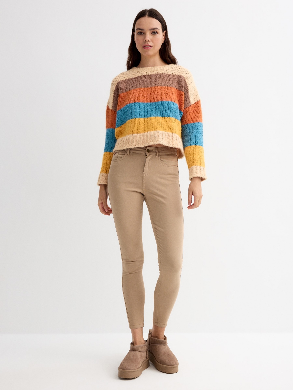 Striped chenille sweater multicolor general front view