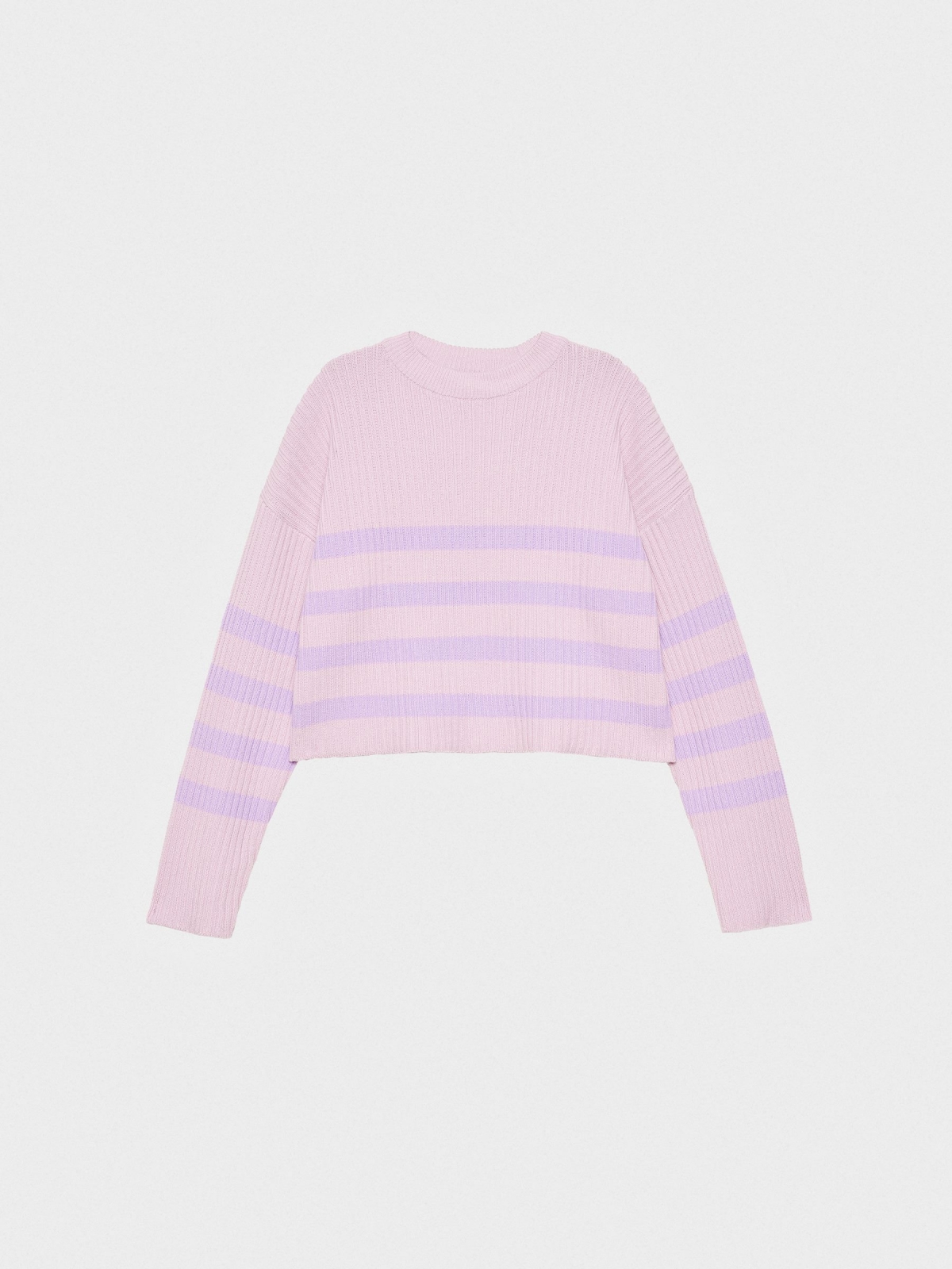  Oversized striped sweater mauve front view