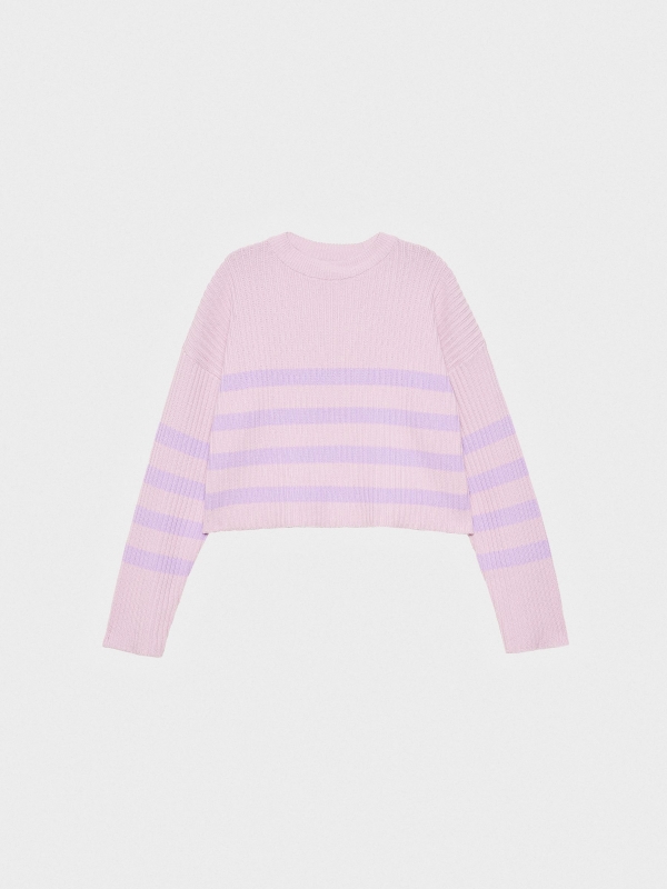  Oversized striped sweater mauve front view