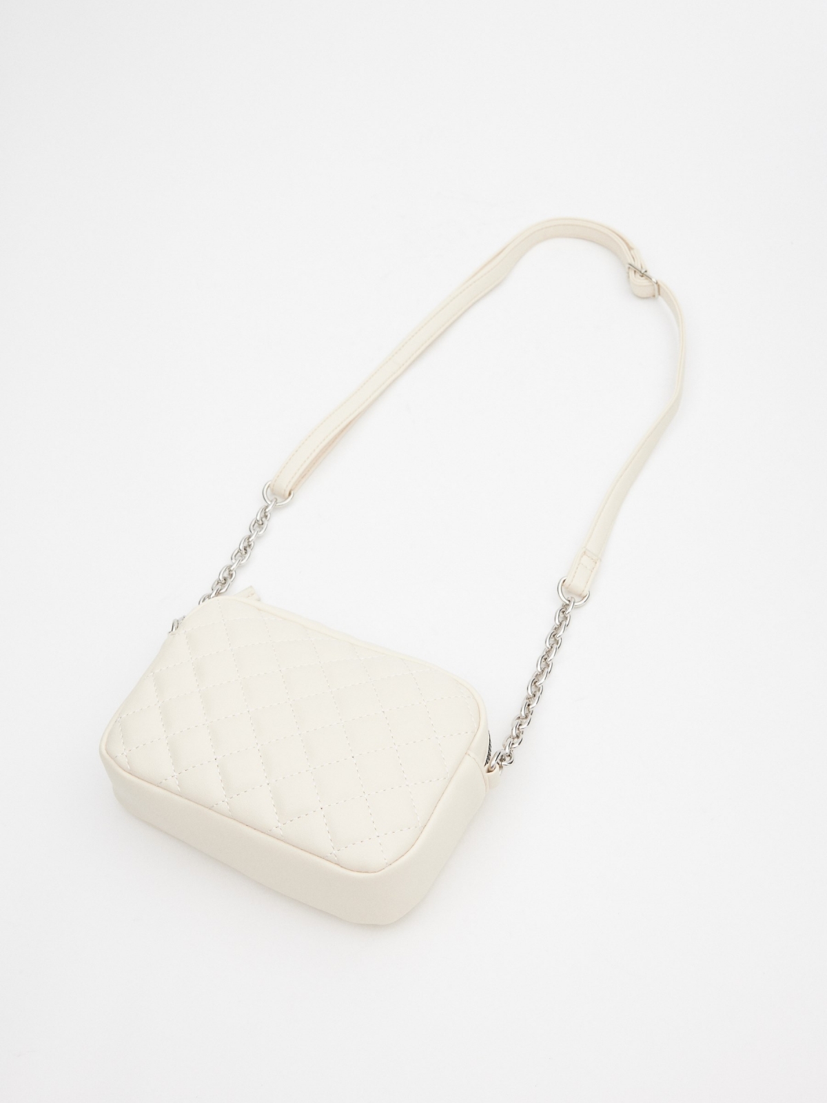 White quilted crossbody bag off white detail view