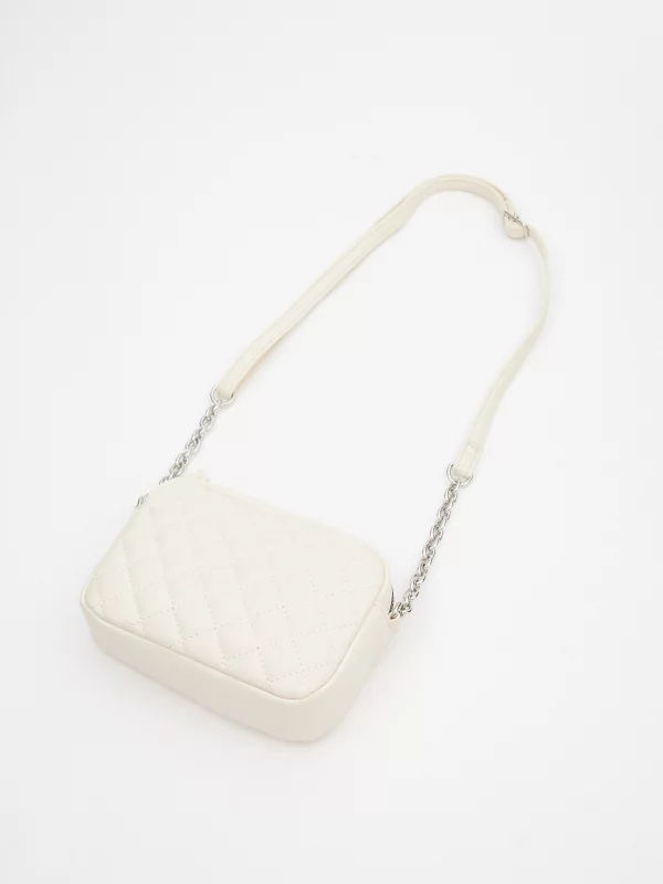 White quilted crossbody bag off white detail view