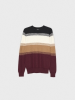 %Pto% Striped knitted sweater garnet