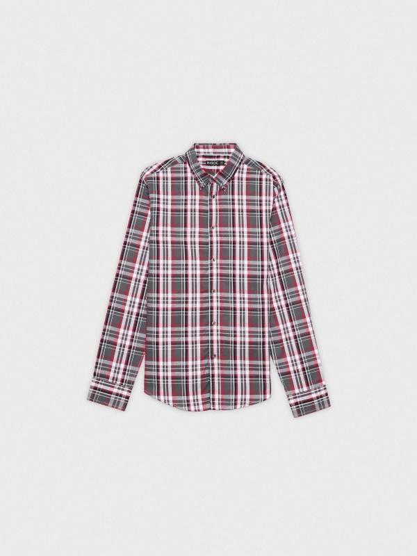 Checked cotton shirt red detail view