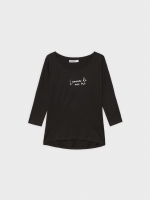%Pto% T-shirt slim L'amour preto