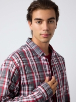 %Pto% Checked cotton shirt red