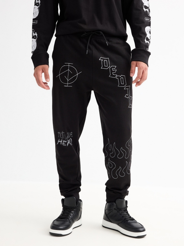 Pantalón jogger DEDJE negro vista media frontal