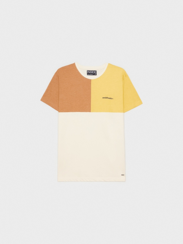  Tricolor color block t-shirt sand