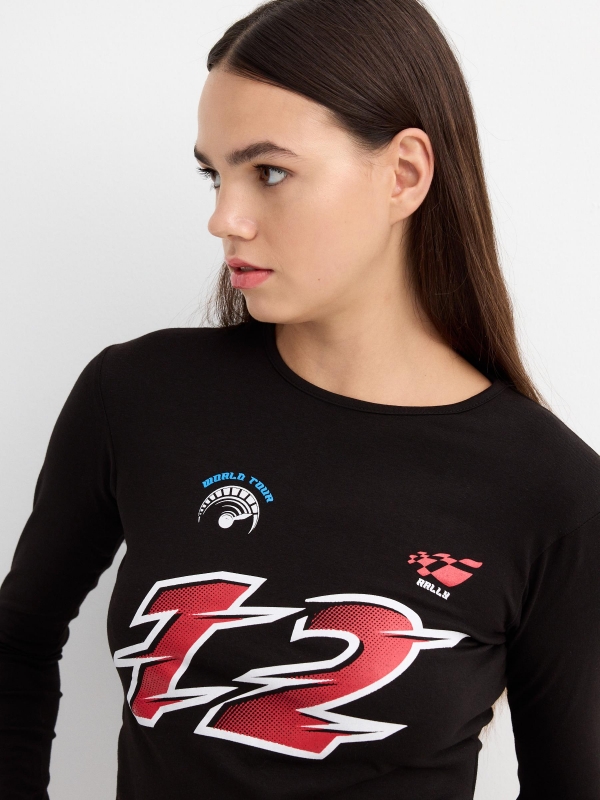 Camiseta crop Speed negro vista detalle