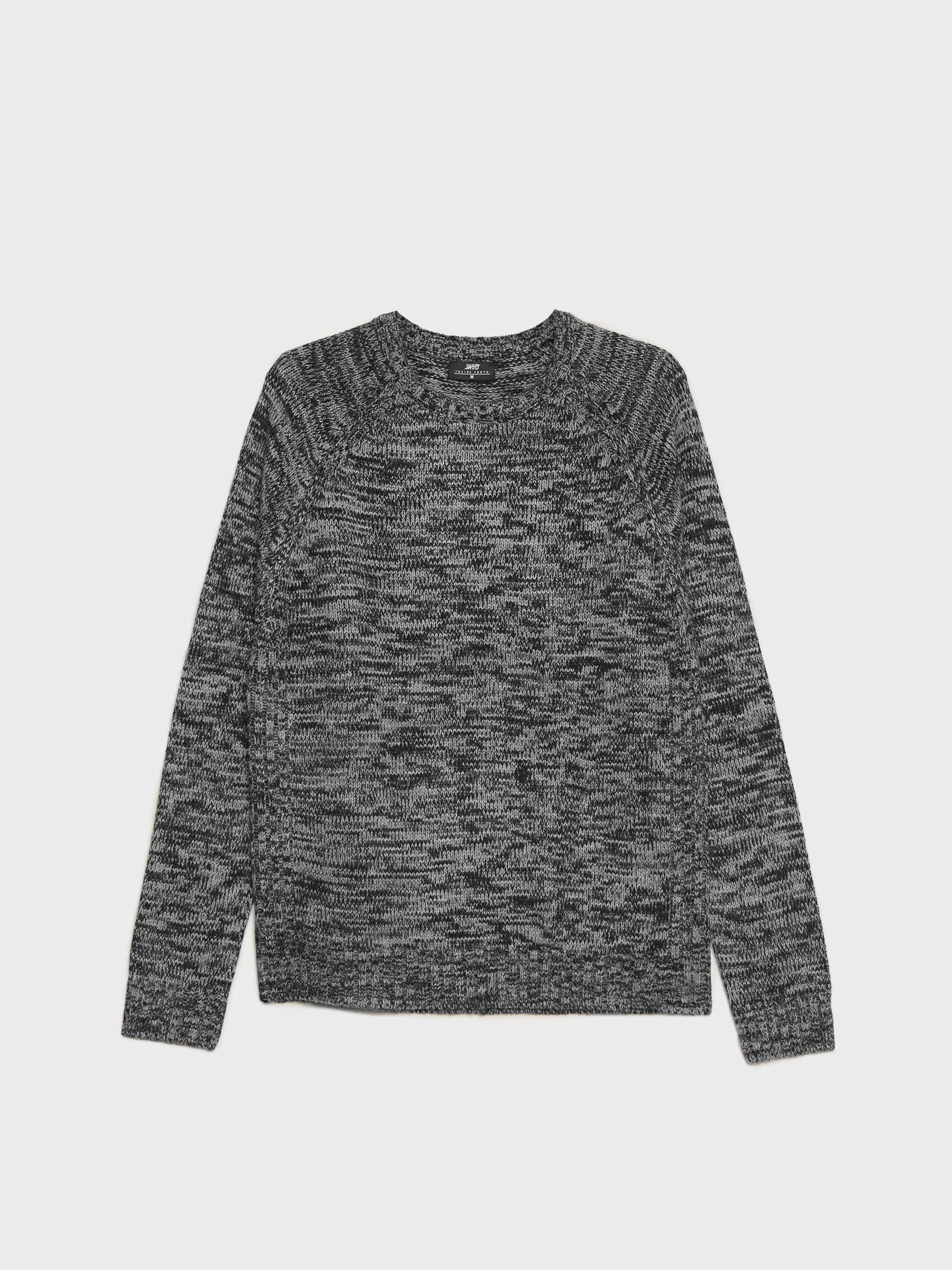 Marbled knitted sweater dark grey middle front view