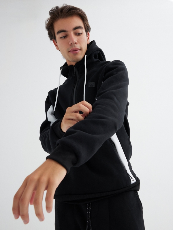 Half-zip sweatshirt black detail view