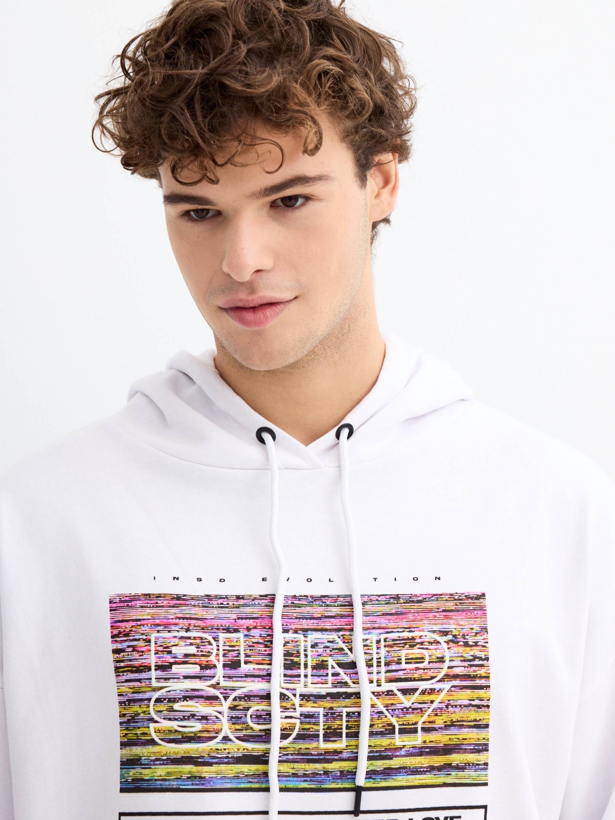 Sudadera Blind SCTY blanco vista detalle