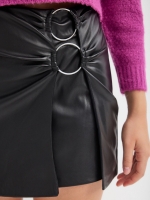 %Pto% Leather effect skirt with washers black