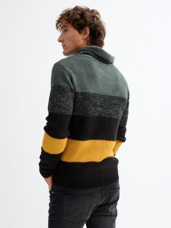 Striped jumper with laces black middle back view