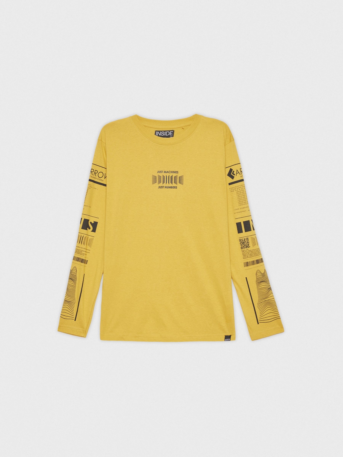  Cyber print T-shirt on sleeves ochre front view