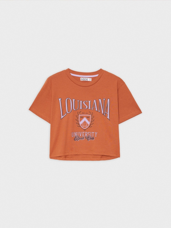  T-shirt crop Lousiana marrom