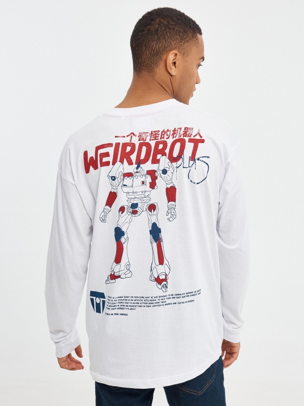 Camiseta The Weird Robot blanco vista media trasera