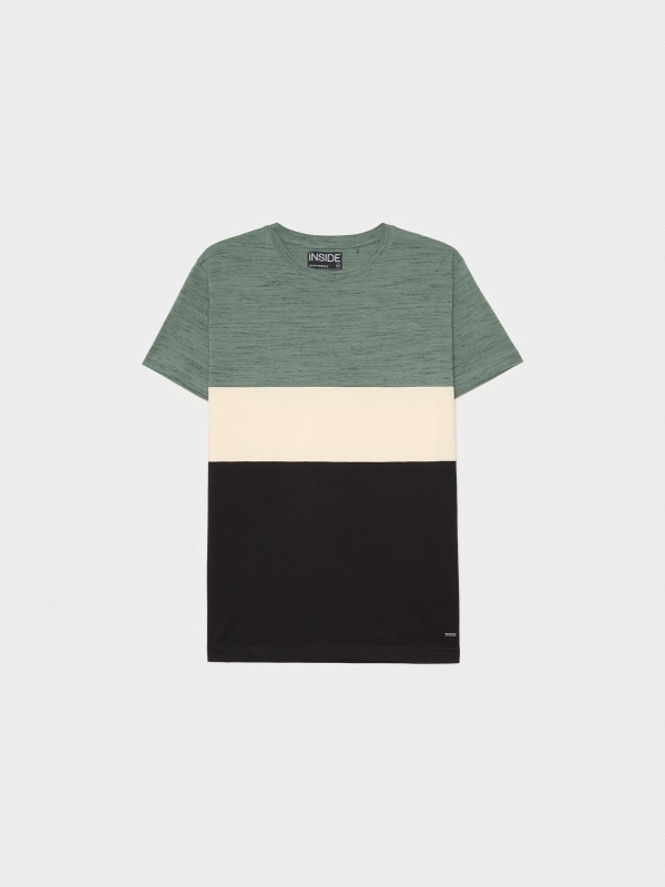  Camiseta regular color block negro