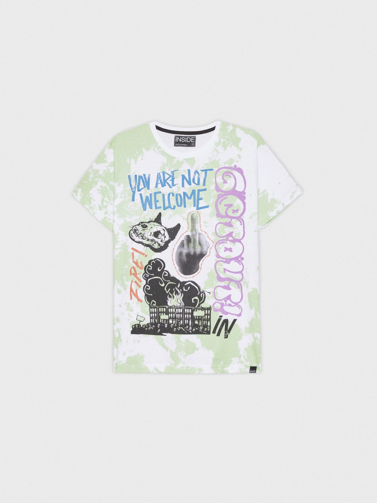  Camiseta Not Welcome verde claro vista frontal