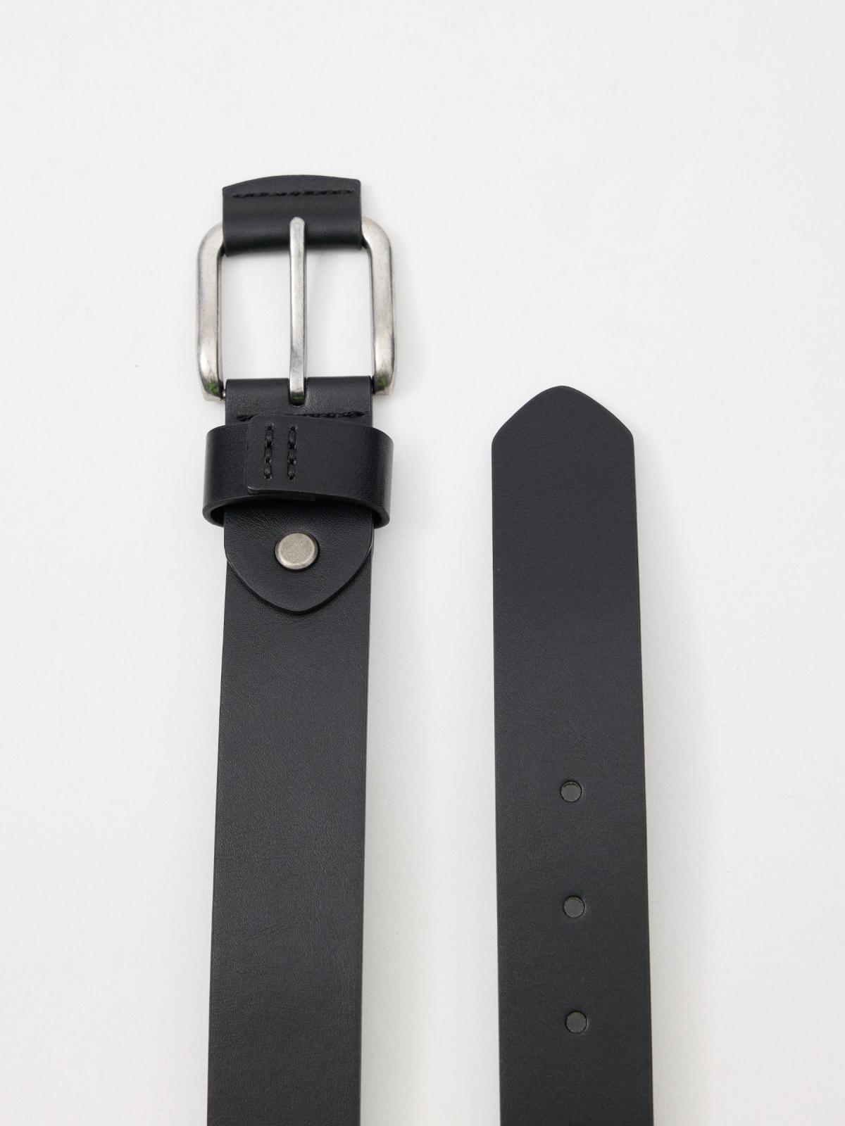 Black leatherette belt for men black detail view