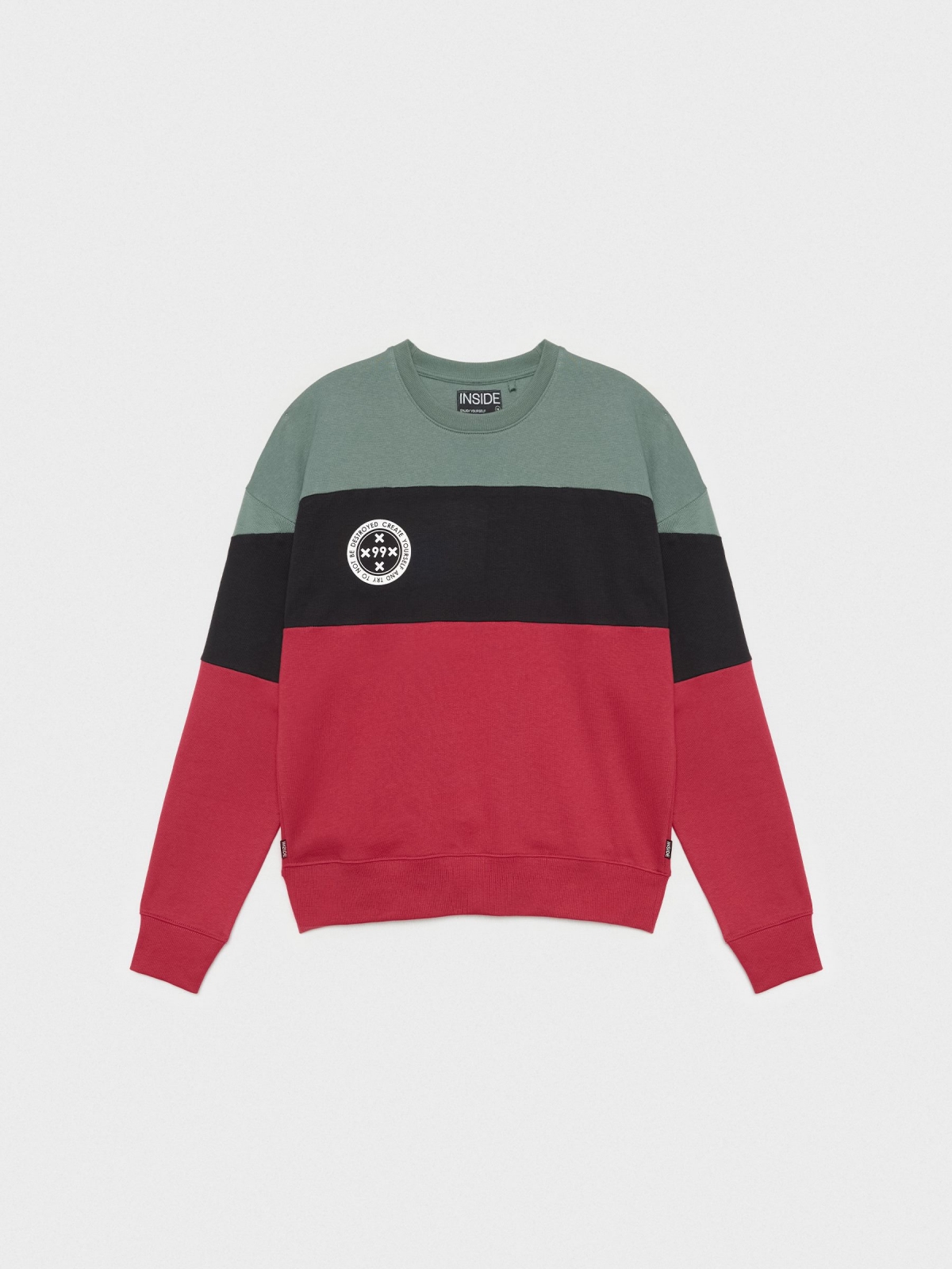  Sudadera color block insignia granate