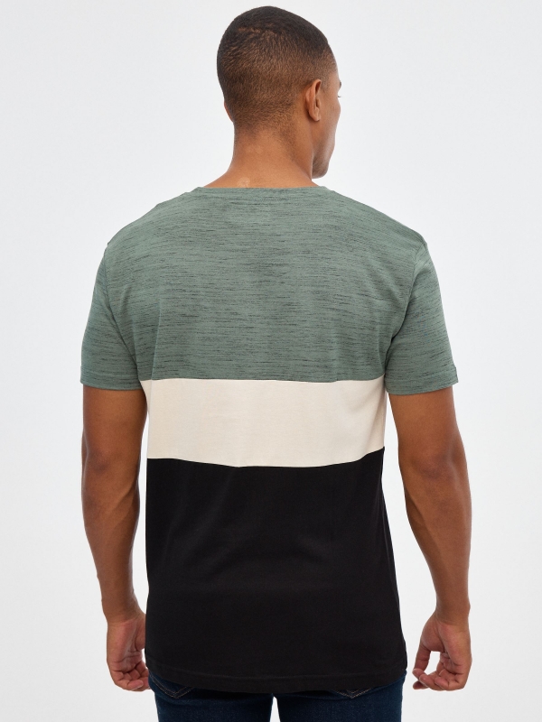 Regular color block t-shirt black middle back view