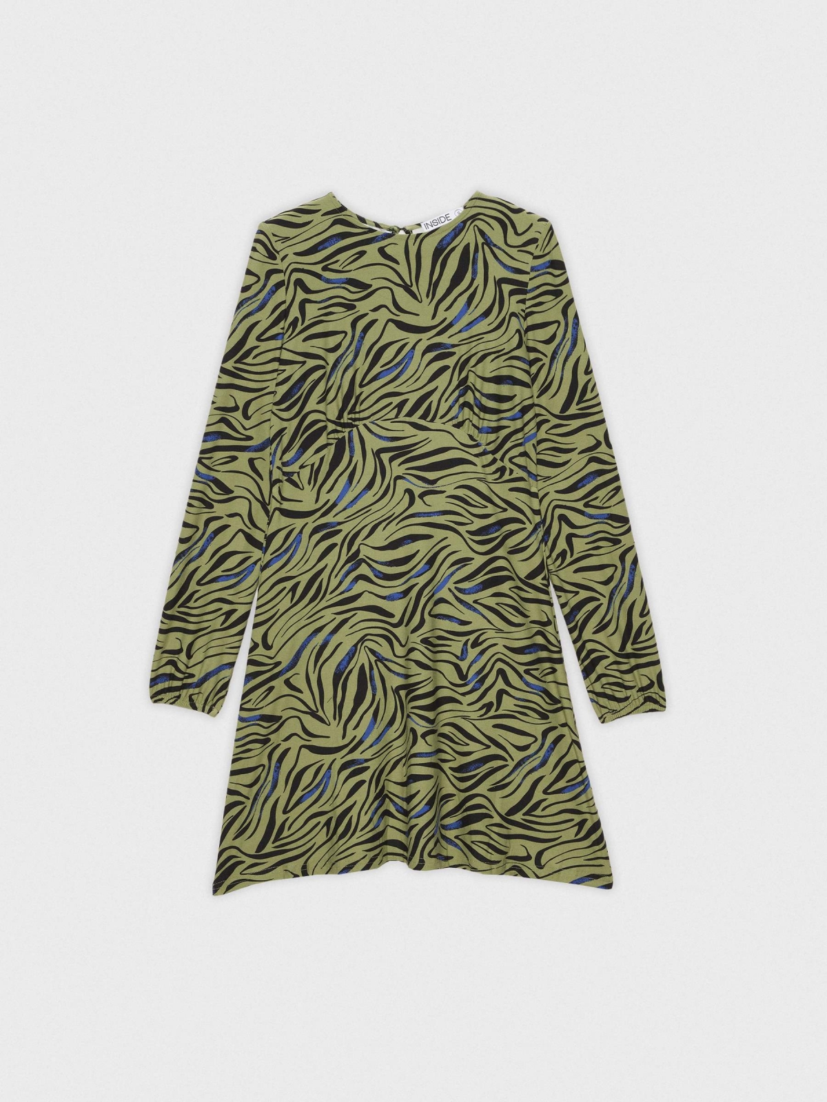  Green animal print mini dress green