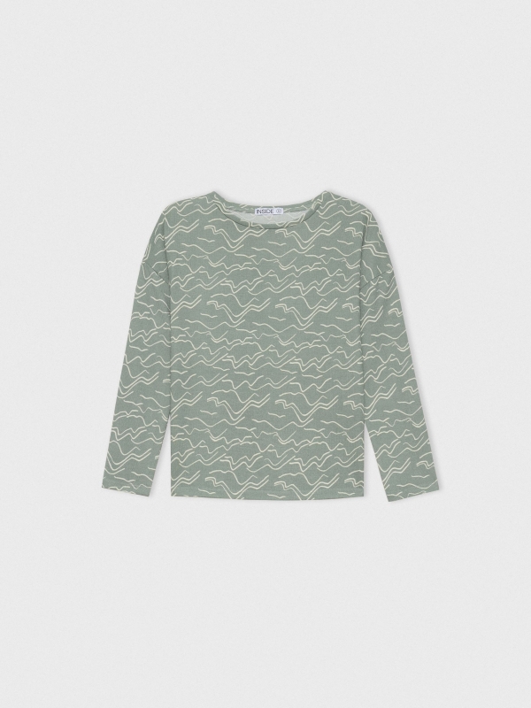  Regular print t-shirt greyish green